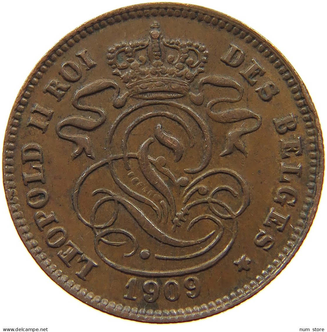 BELGIUM 2 CENTIMES 1909 Leopold II. 1865-1909 #s077 0671 - 2 Cents