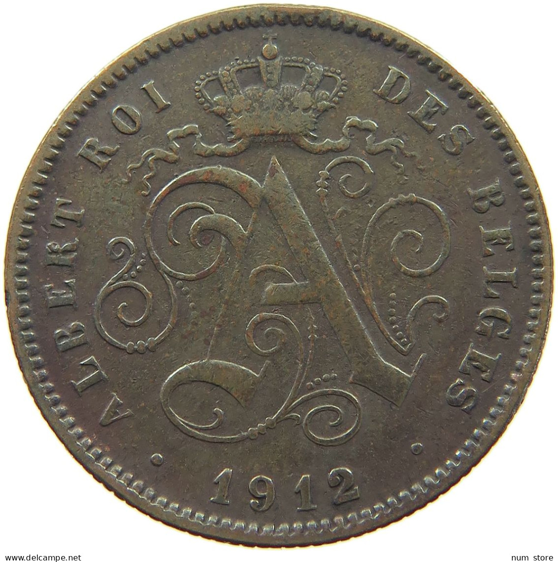 BELGIUM 2 CENTIMES 1912 Albert I. 1909-1934 #c080 0719 - 2 Cents