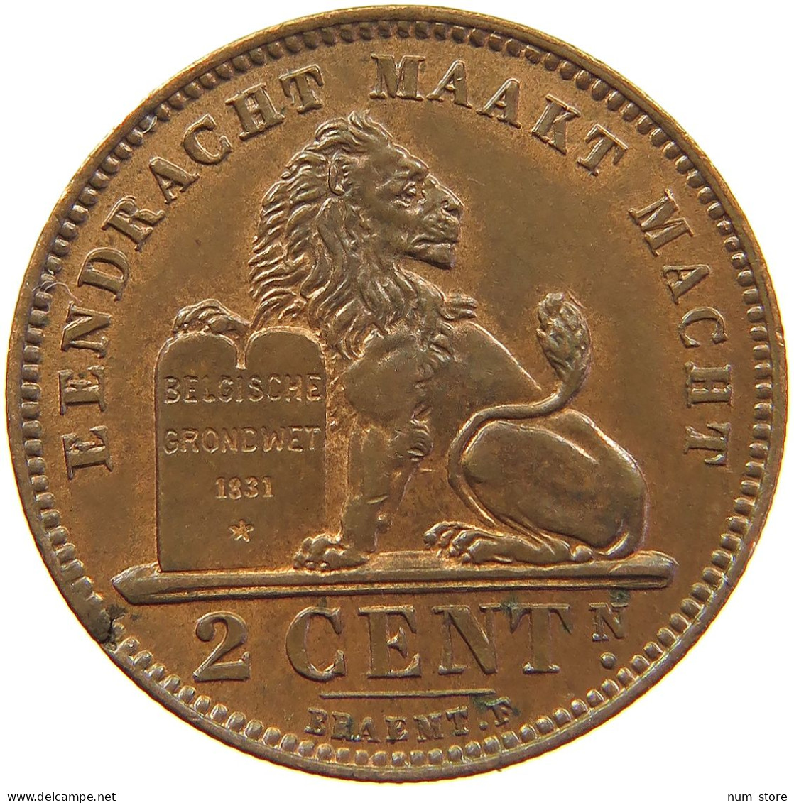 BELGIUM 2 CENTIMES 1905 Leopold II. 1865-1909 #t018 0113 - 2 Centimes