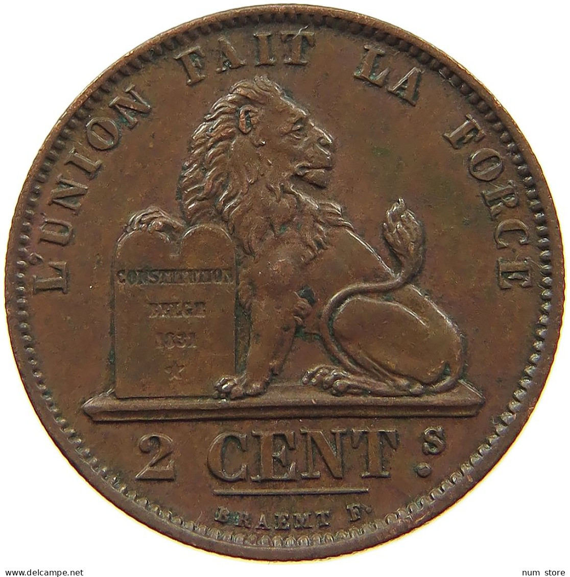 BELGIUM 2 CENTIMES 1873 Leopold II. 1865-1909 #s078 0377 - 2 Centimes