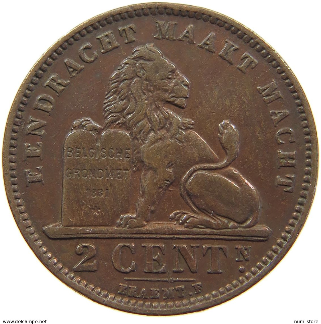BELGIUM 2 CENTIMES 1905 Leopold II. 1865-1909 #c080 0723 - 2 Centimes