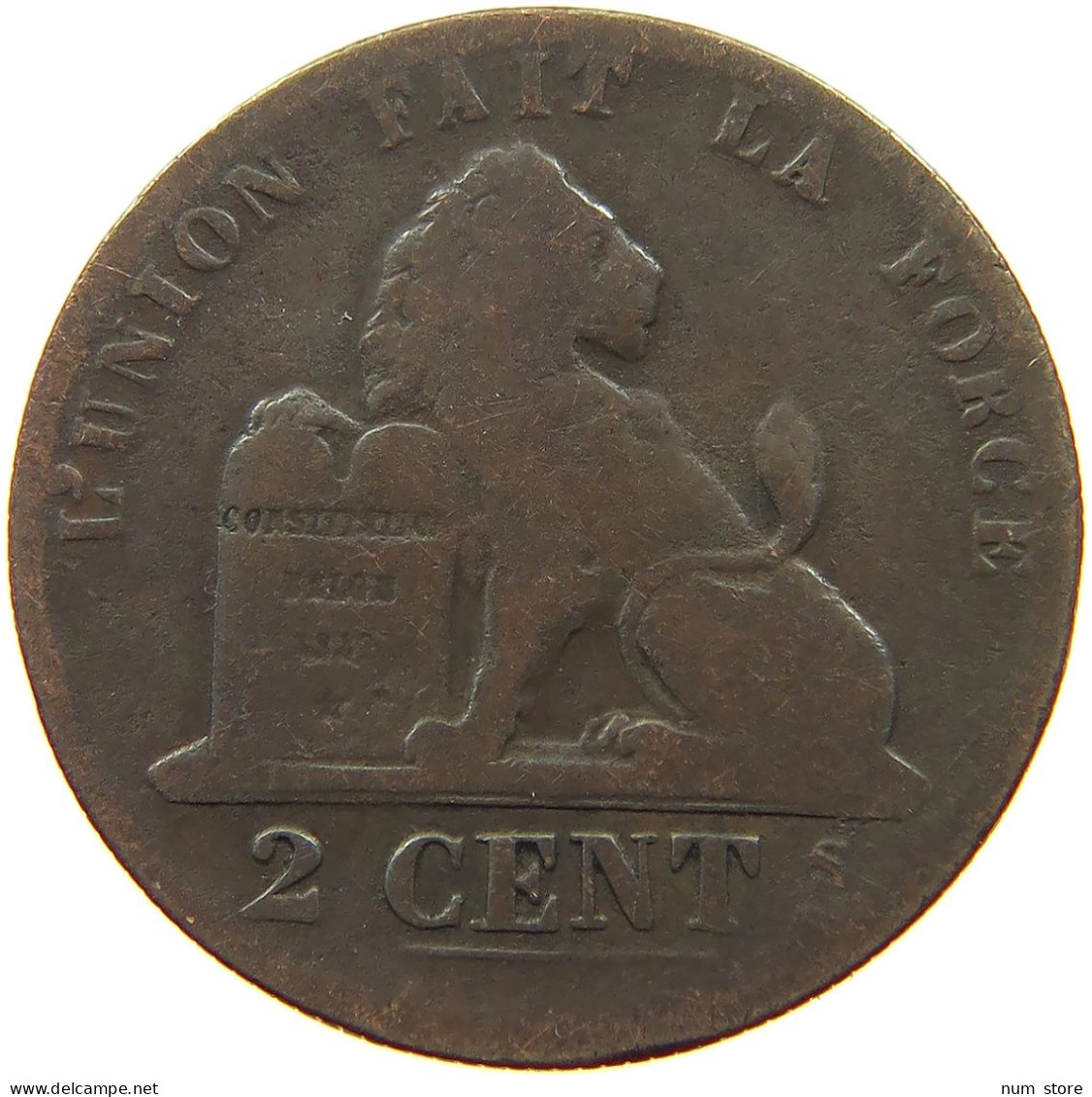 BELGIUM 2 CENTIMES 1851 Leopold I. (1831-1865) #s078 0659 - 2 Cents