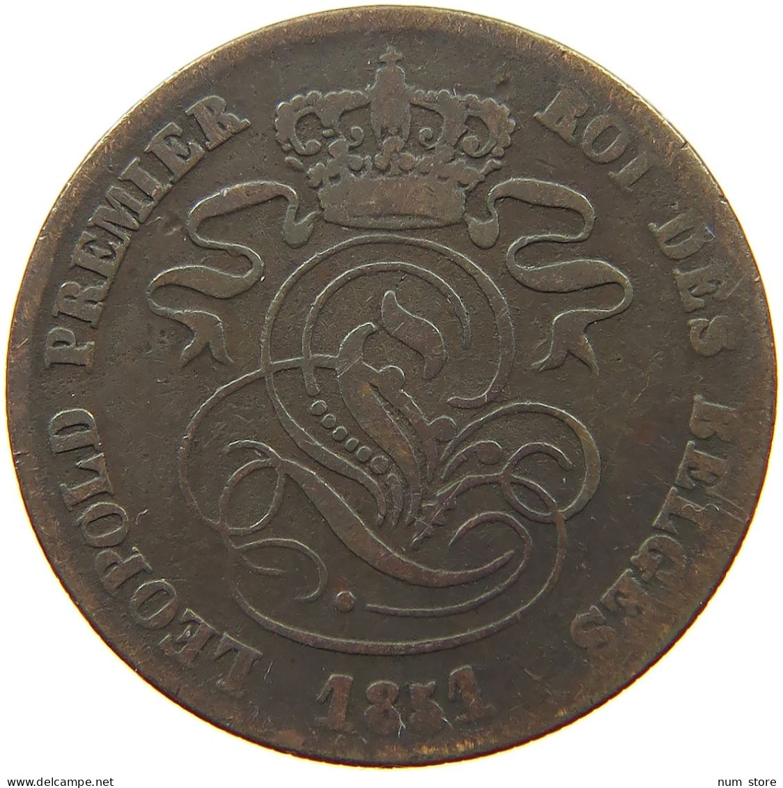 BELGIUM 2 CENTIMES 1851 Leopold I. (1831-1865) #s078 0659 - 2 Cent