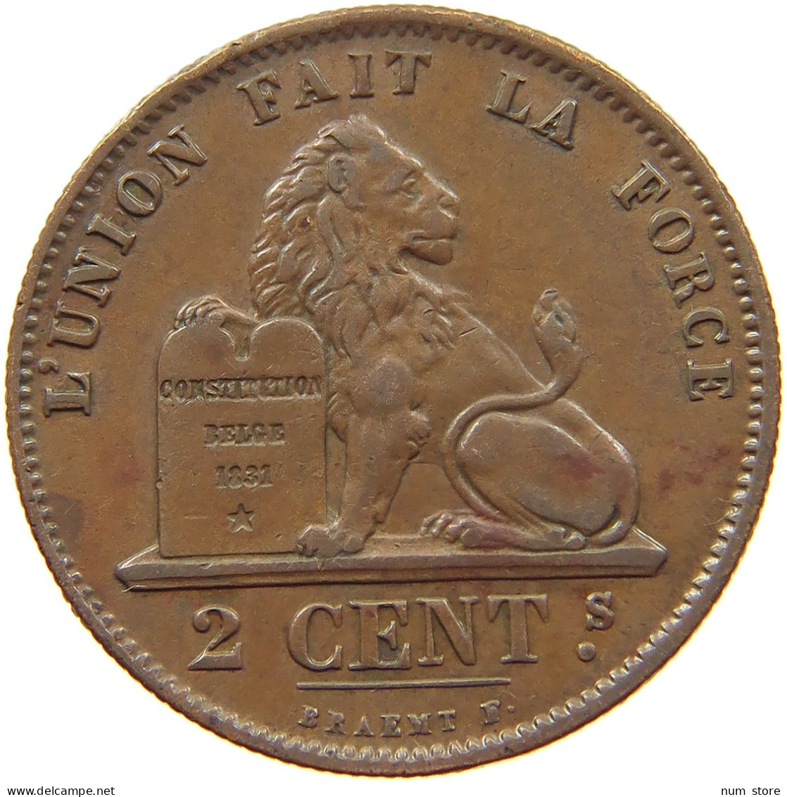 BELGIUM 2 CENTIMES 1870  #t149 0231 - 2 Cents