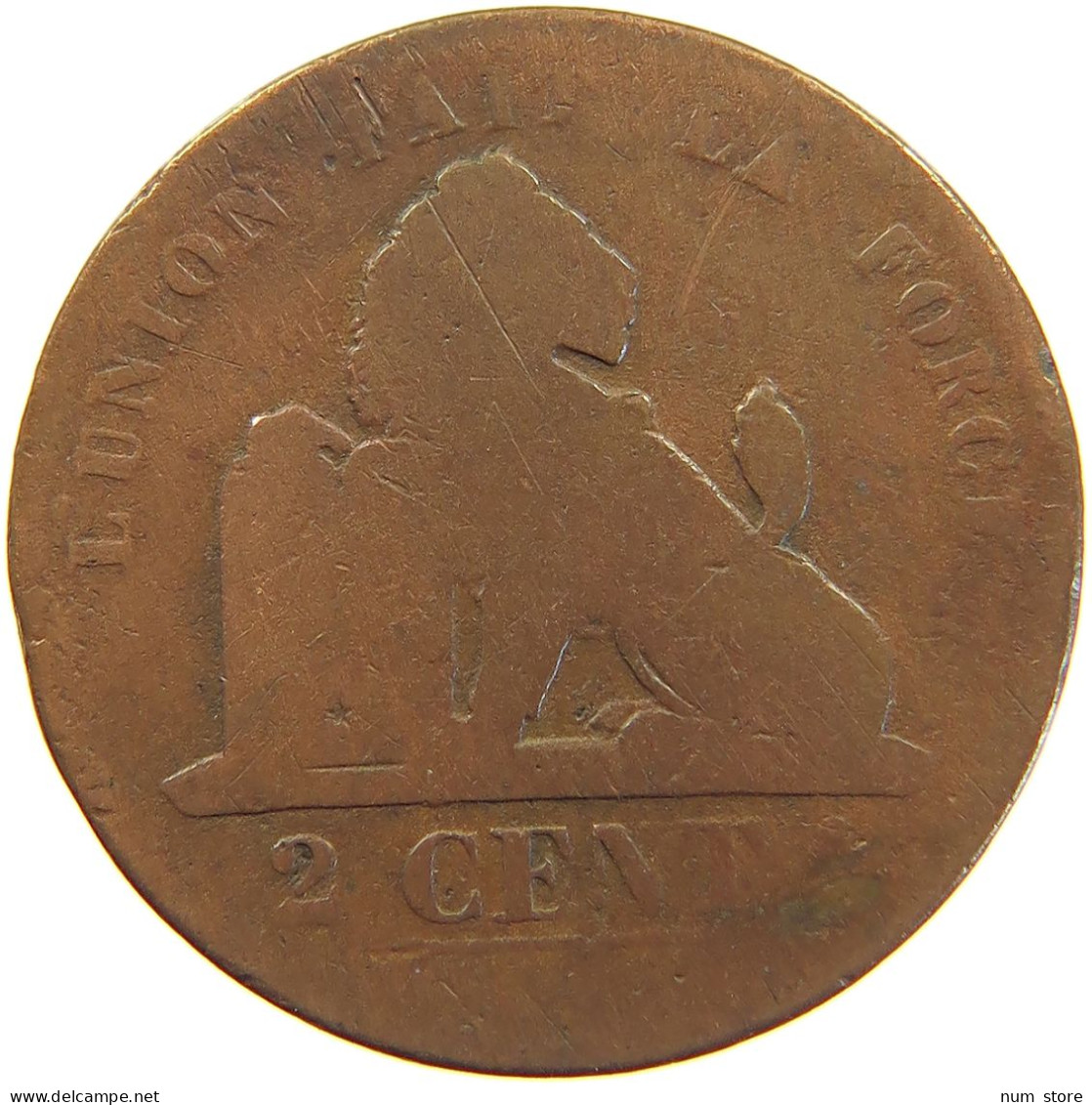 BELGIUM 2 CENTIMES 1836 Leopold I. (1831-1865) 2 CENTIMES 1835 STRUCK OVER NETHERLANDS CENT #c050 0423 - 2 Centimes