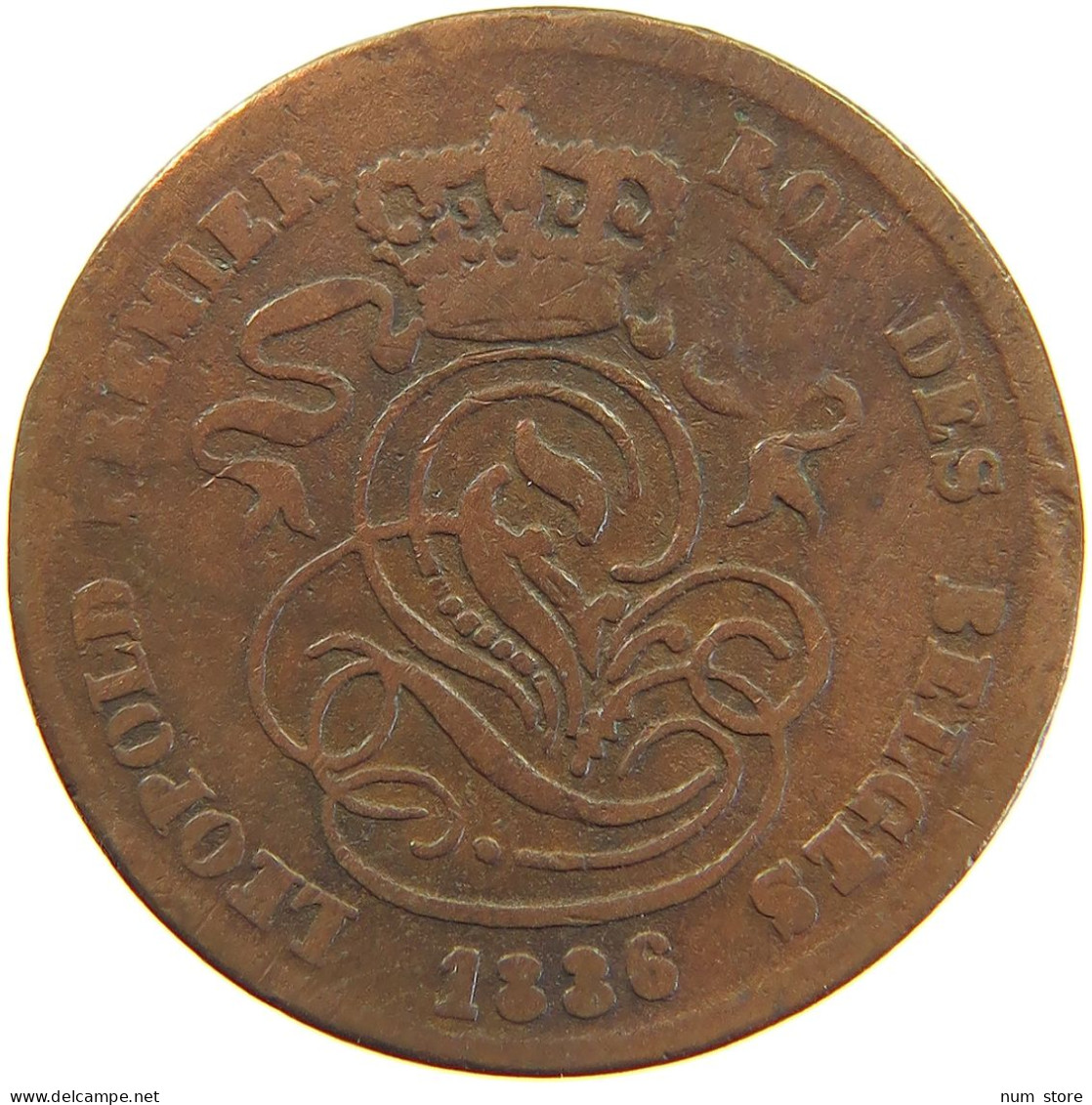 BELGIUM 2 CENTIMES 1836 Leopold I. (1831-1865) 2 CENTIMES 1835 STRUCK OVER NETHERLANDS CENT #c050 0423 - 2 Cent