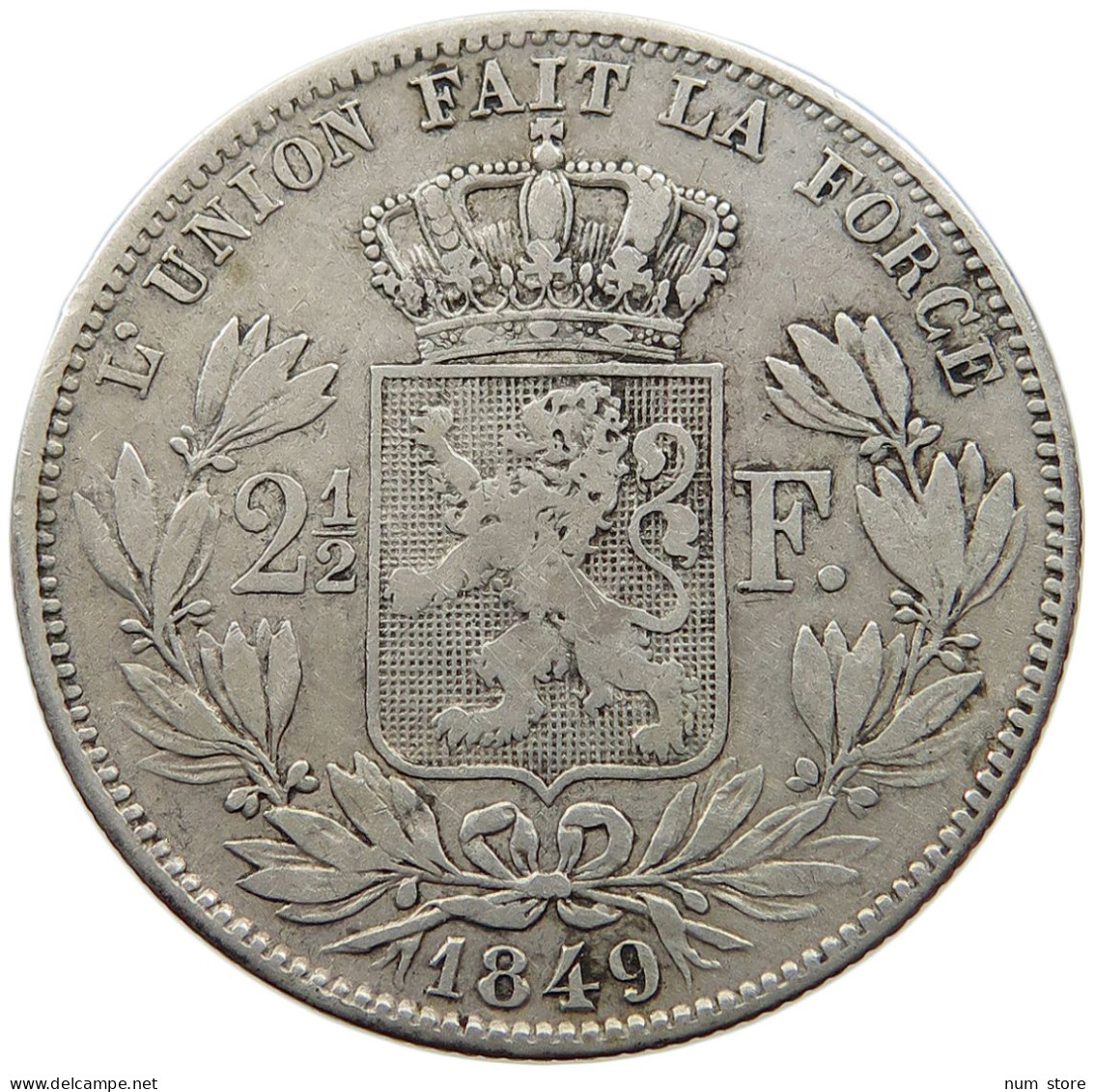 BELGIUM 2 1/2 FRANCS 1849 RARE #t061 0027 - 2 ½ Francs