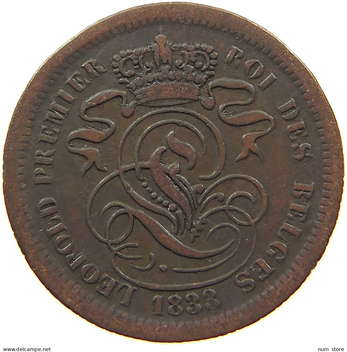 BELGIUM 2 CENTIMES 1833 Leopold I. (1831-1865) #s078 0385 - 2 Centimes