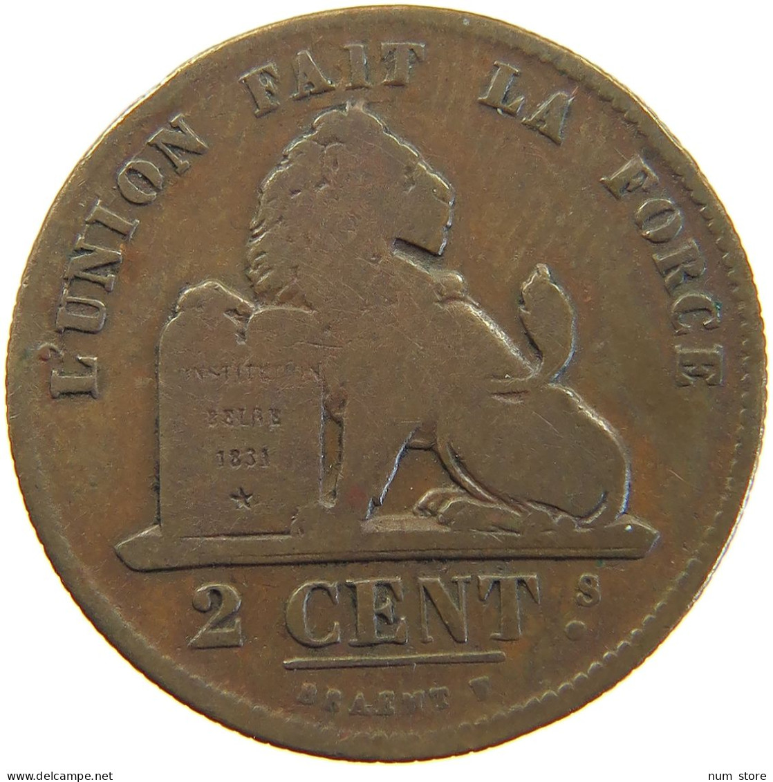 BELGIUM 2 CENTIMES 1835 Leopold I. (1831-1865) 2 CENTIMES 1835 STRUCK OVER NETHERLANDS CENT #c050 0425 - 2 Cent