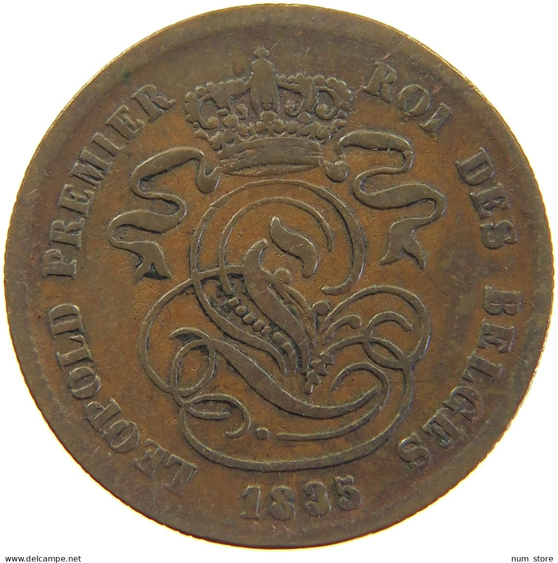 BELGIUM 2 CENTIMES 1835 Leopold I. (1831-1865) 2 CENTIMES 1835 STRUCK OVER NETHERLANDS CENT #c050 0425 - 2 Centimes