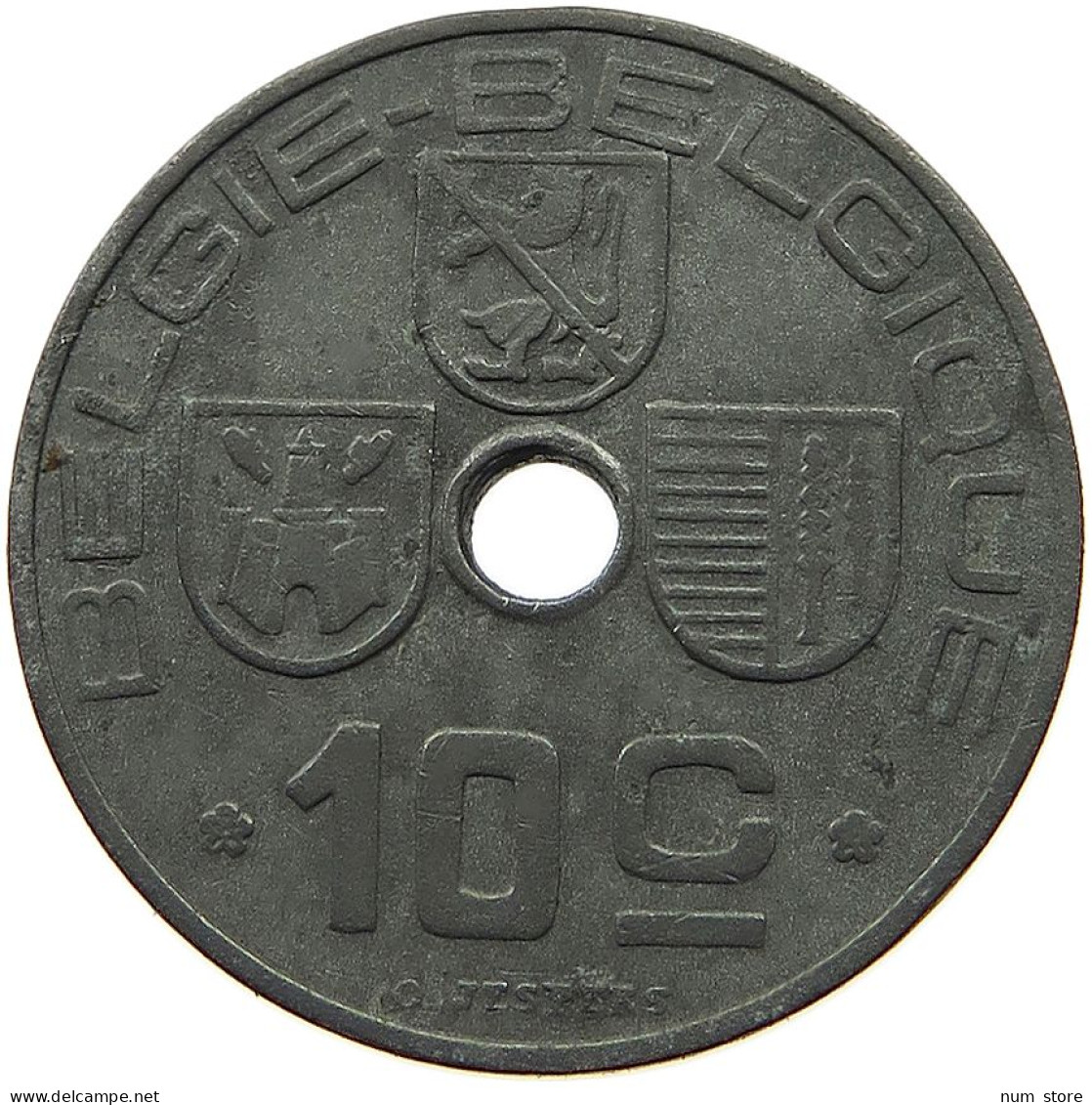 BELGIUM 10 CENTIMES 1944 MINTING ERROR 10 CENTIMES 1944 1/3 DIE ROTATION RIGHT #t065 0323 - 10 Cent