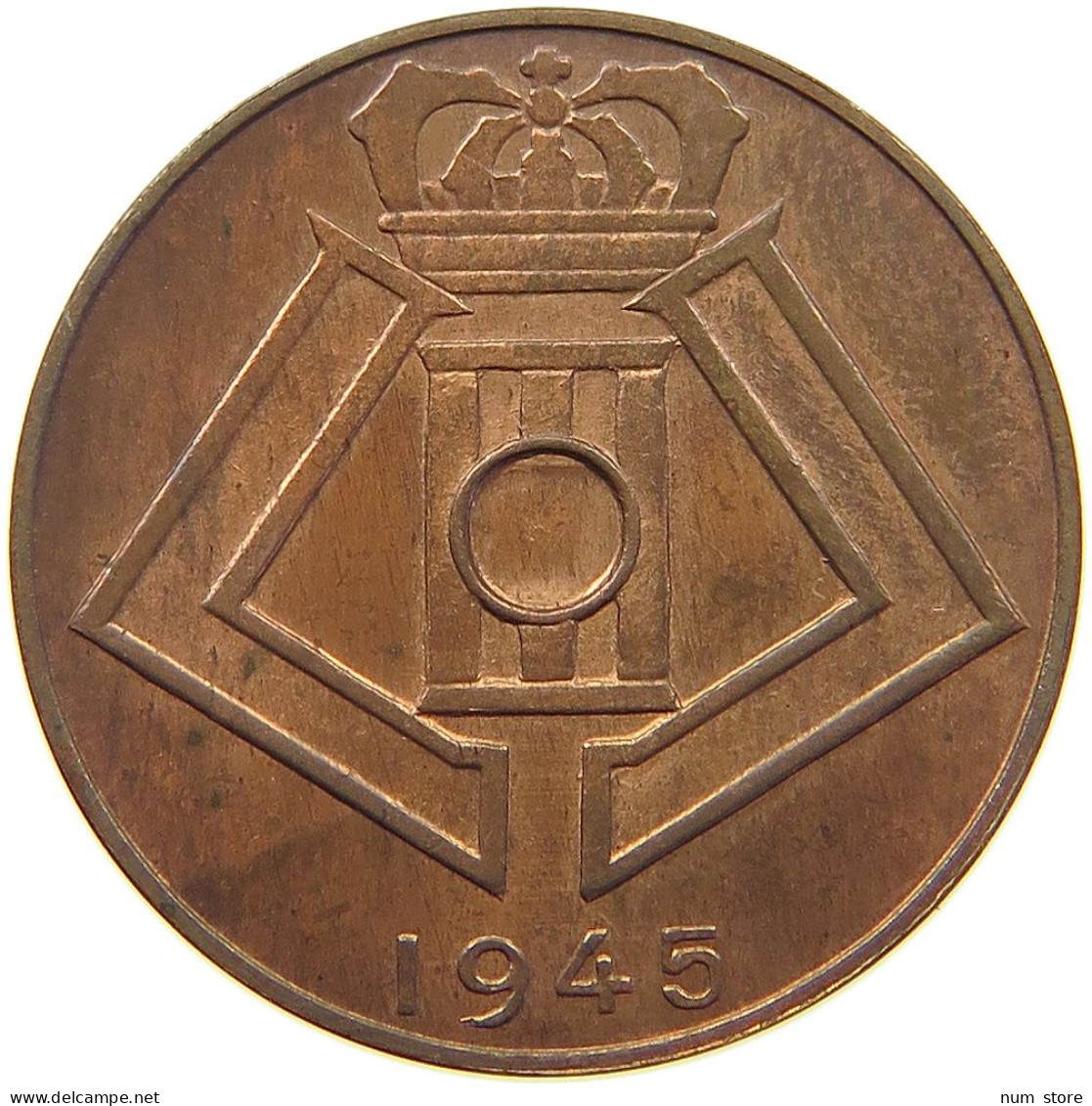 BELGIUM 10 CENTIMES 1945 10 CENTIMES COPPER PATTERN UNHOLED DUPR 2722 B8 #t081 0093 - 10 Cent