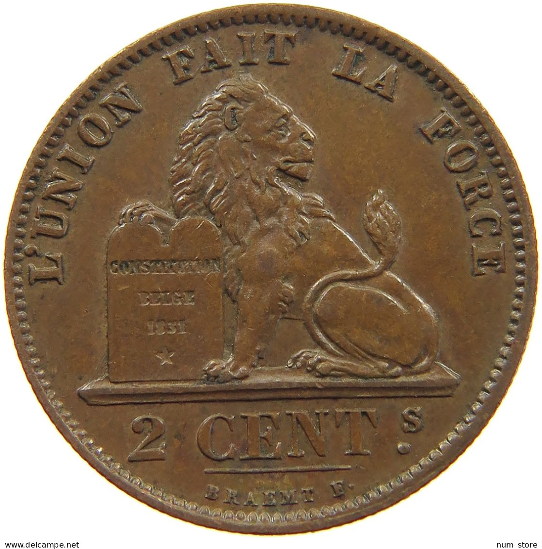 BELGIUM 2 CENTIMES 1876 Leopold II. 1865-1909 #c010 0299 - 2 Cents