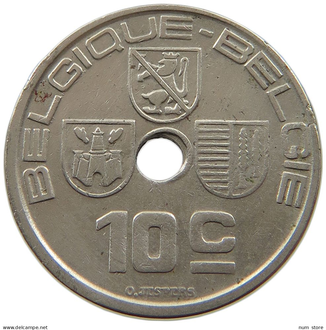 BELGIUM 10 CENTIMES 1938 MINTING ERROR 10 CENTIMES 1938 HOLE OFF-CENTER #t065 0233 - 10 Centimos