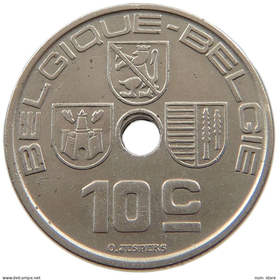 BELGIUM 10 CENTIMES 1938 HOLE OFF-CENTER #t065 0265 - 10 Centimos