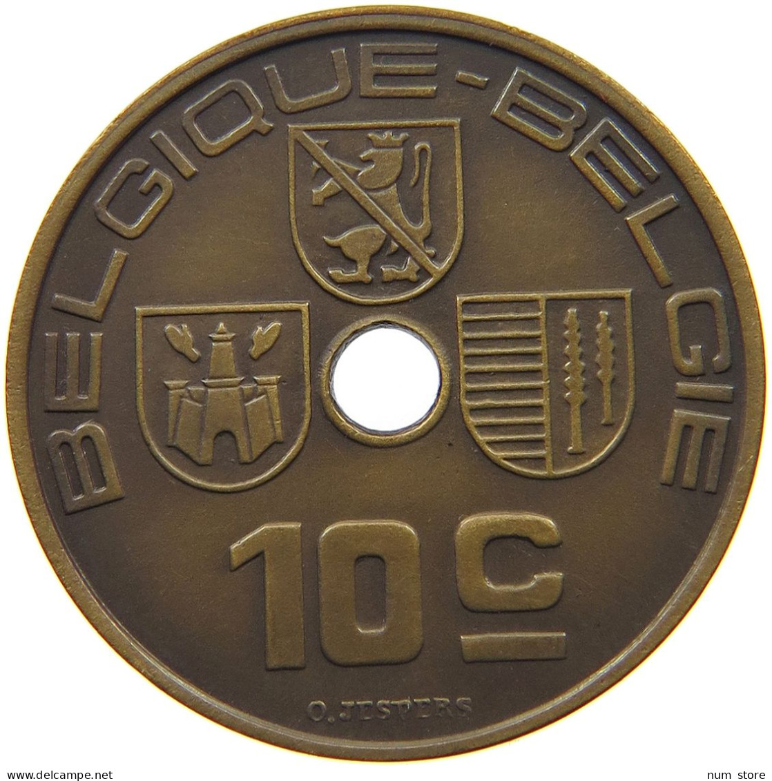 BELGIUM 10 CENTIMES 1938 10 CENTIMES 1938 JESPERS PATTERN MATTE BRONZE RARE #t081 0037 - 10 Centimos