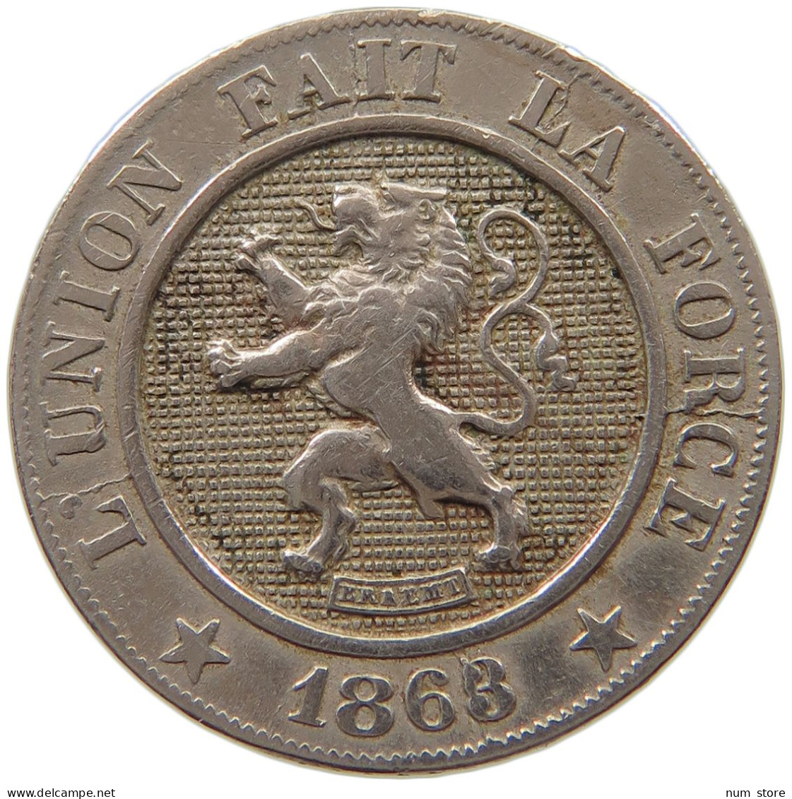 BELGIUM 10 CENTIMES 1863 Leopold I. (1831-1865) DATE ERROR #a046 0387 - 10 Centimes
