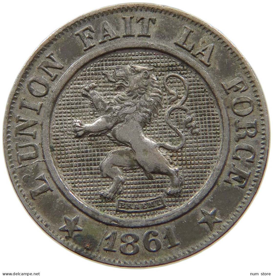 BELGIUM 10 CENTIMES 1861 Leopold I. (1831-1865) #s067 0871 - 10 Centimes