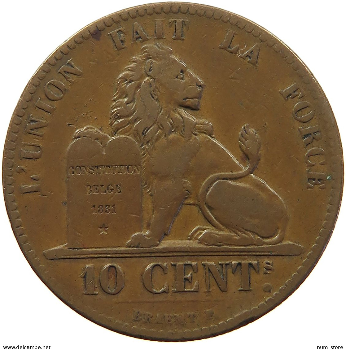 BELGIUM 10 CENTIMES 1832 Leopold I. (1831-1865) #s017 0259 - 10 Centimes