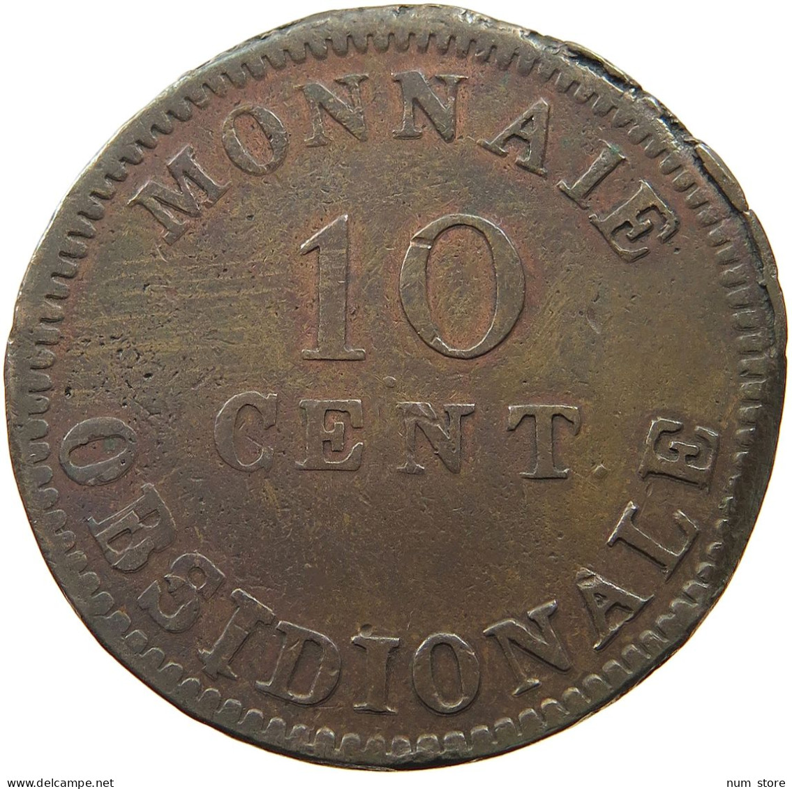 BELGIUM 10 CENTIMES 1814 R ANTWERPEN OVERSTRUCK AVERS #t061 0169 - 1790 Estados Unidos De Bélgica