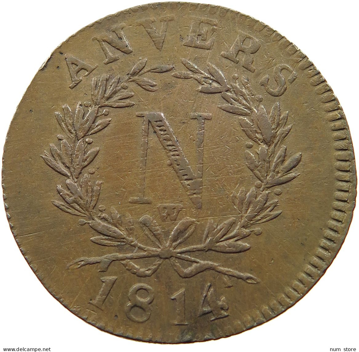 BELGIUM 10 CENTIMES 1814 ANVERS ANTWERPEN W DOUBLE STRUCK #t061 0165 - 1790 États Belgique-Unis