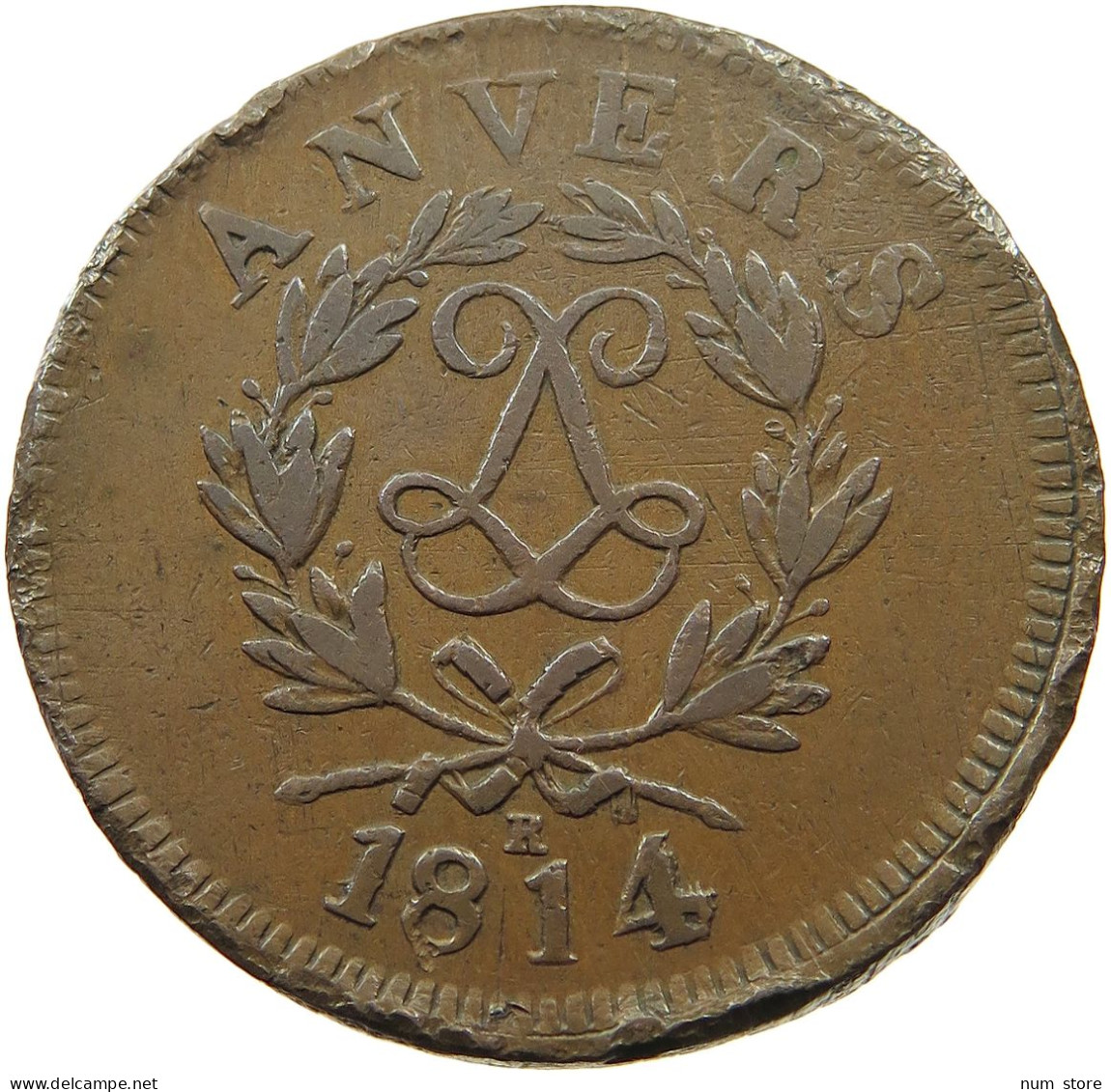 BELGIUM 10 CENTIMES 1814 R ANTWERPEN #t061 0171 - 1790 Stati Belgi Uniti