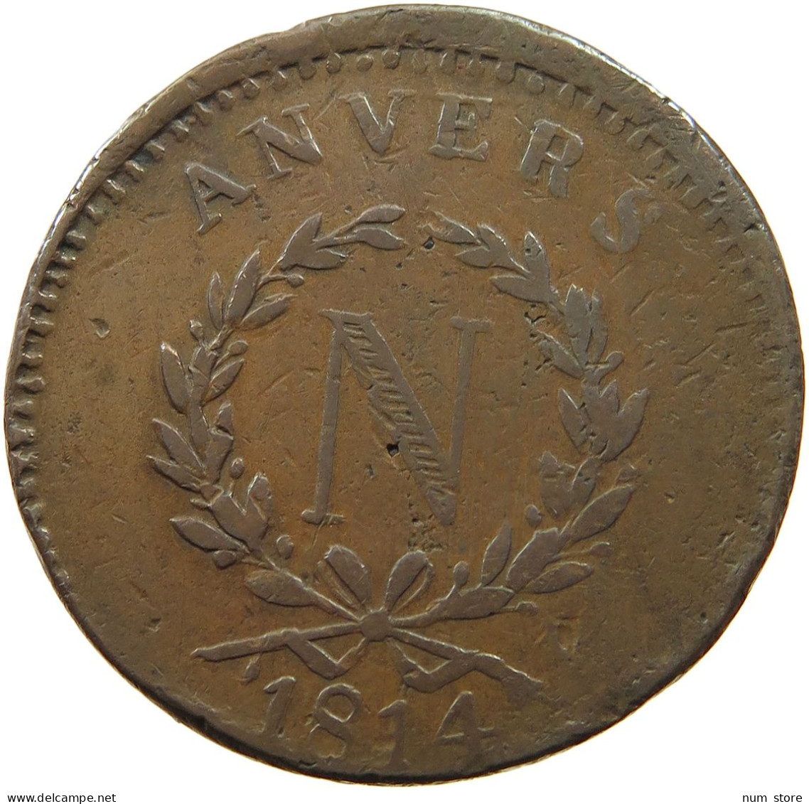 BELGIUM 10 CENTIMES 1814 ANVERS ANTWERPEN #t061 0167 - 1790 États Belgique-Unis