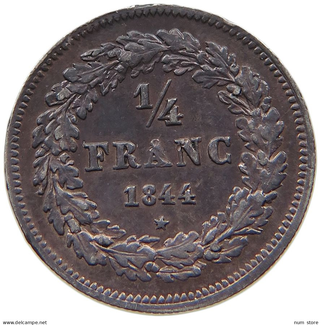 BELGIUM 1/4 FRANC 1844 RARE #t132 0671 - 1/4 Frank