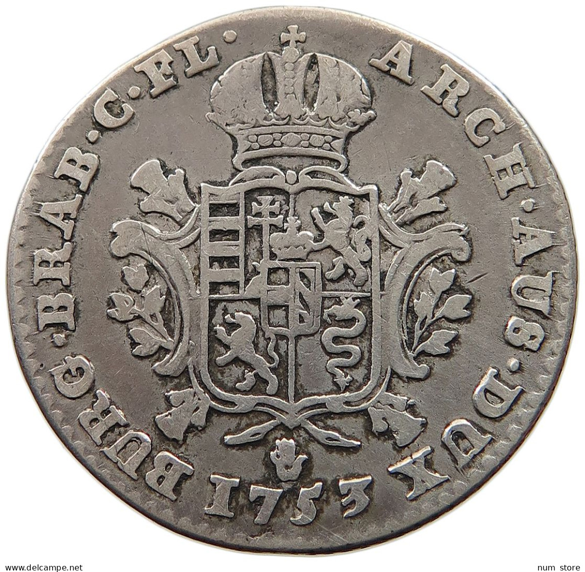 BELGIUM 1/4 DUKATON 1753 Maria Theresia (1740-1780) #t061 0049 - 1714-1794 Österreichische Niederlande