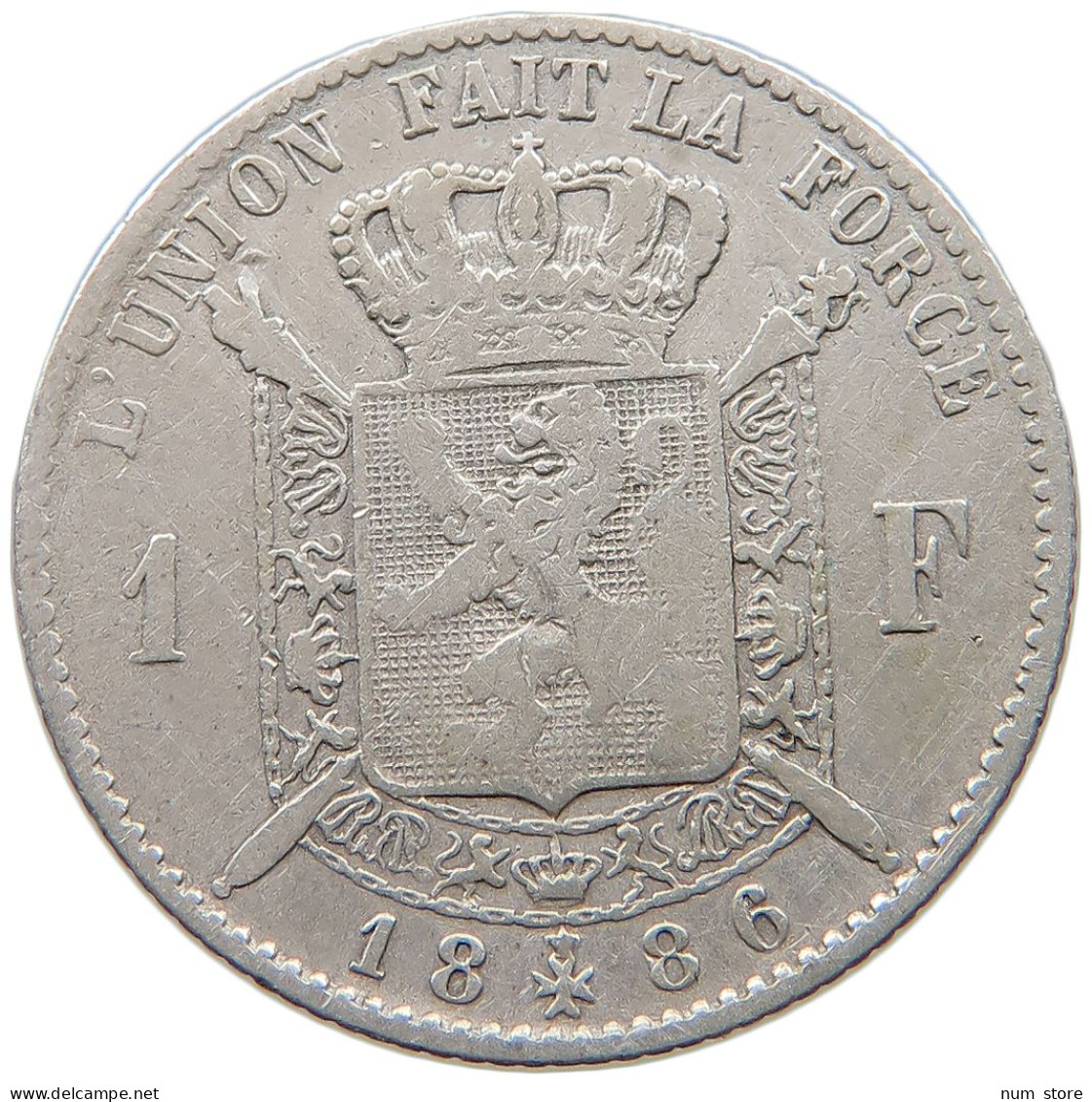 BELGIUM FRANC 1886 Leopold II. 1865-1909 #a033 0437 - 1 Frank