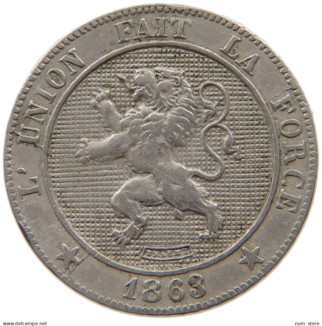BELGIUM 5 CENTIMES 1863 Leopold I. (1831-1865) DIE ERROR #a017 0607 - 5 Cent