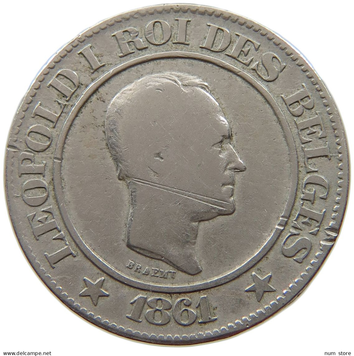 BELGIUM 20 CENTIMES 1861 Leopold I. (1831-1865) #a015 0765 - 10 Cents