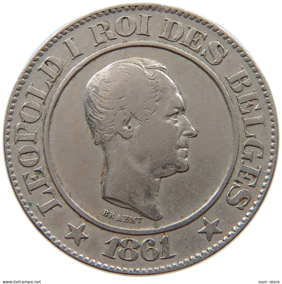 BELGIUM 20 CENTIMES 1861 Leopold I. (1831-1865) #a015 0763 - 10 Centimes