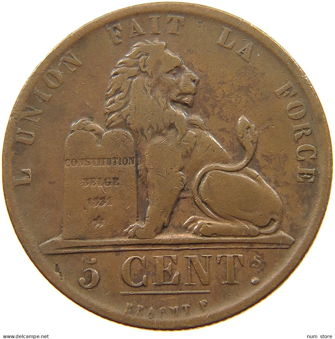 BELGIUM 5 CENTIMES 1853 Leopold I. (1831-1865) #a007 0319 - 5 Centimes