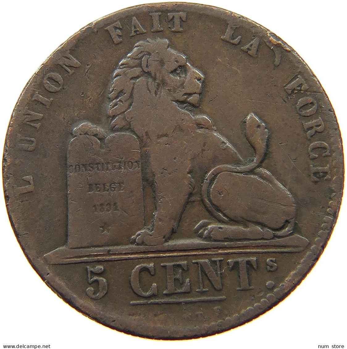 BELGIUM 5 CENTIMES 1848 Leopold I. (1831-1865) #a007 0315 - 5 Centimes