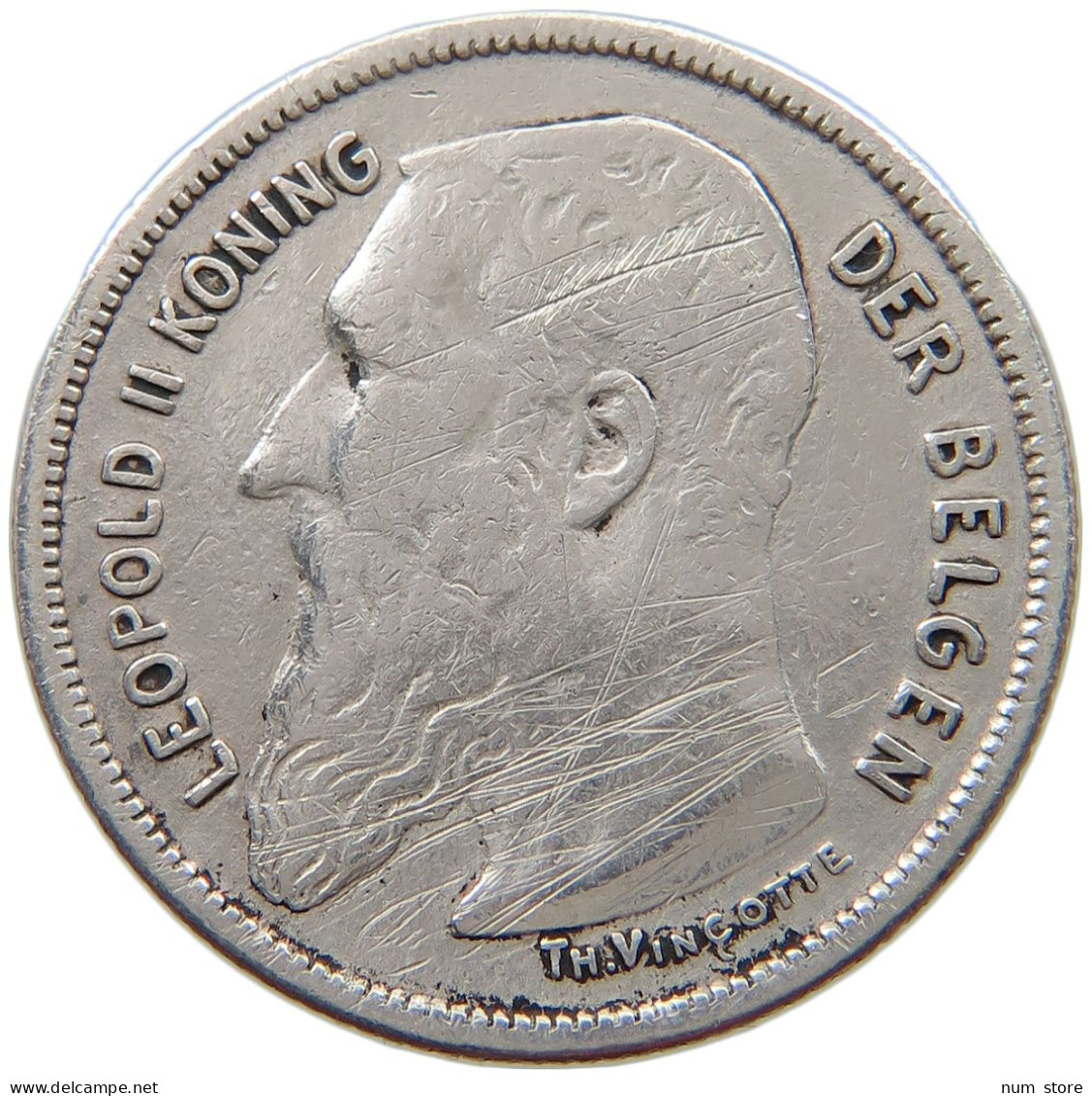 BELGIUM 2 FRANCS 1904 Leopold II. 1865-1909 #a002 0055 - 2 Francs