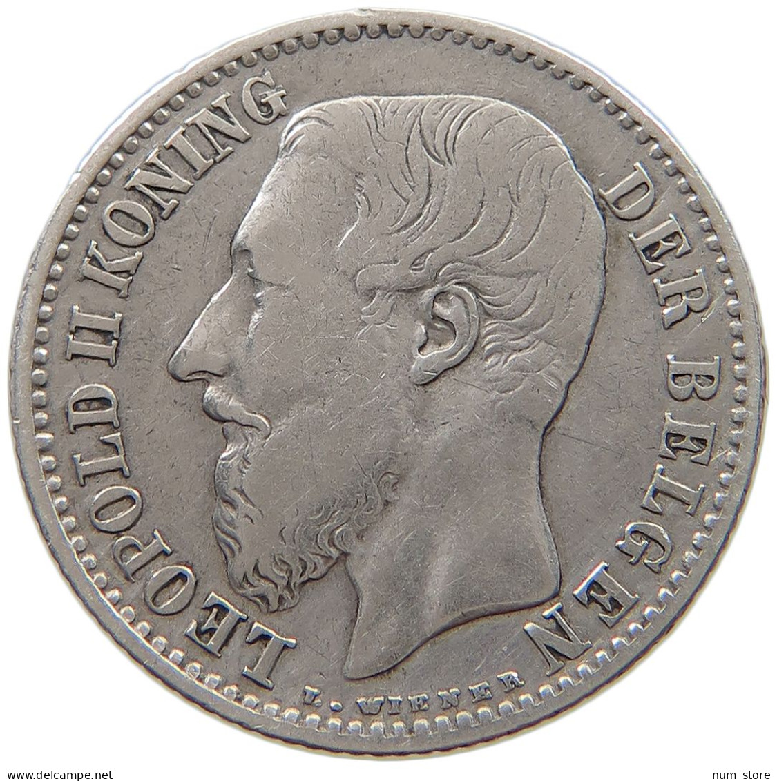 BELGIUM FRANC 1886 Leopold II. 1865-1909 #a002 0103 - 1 Frank