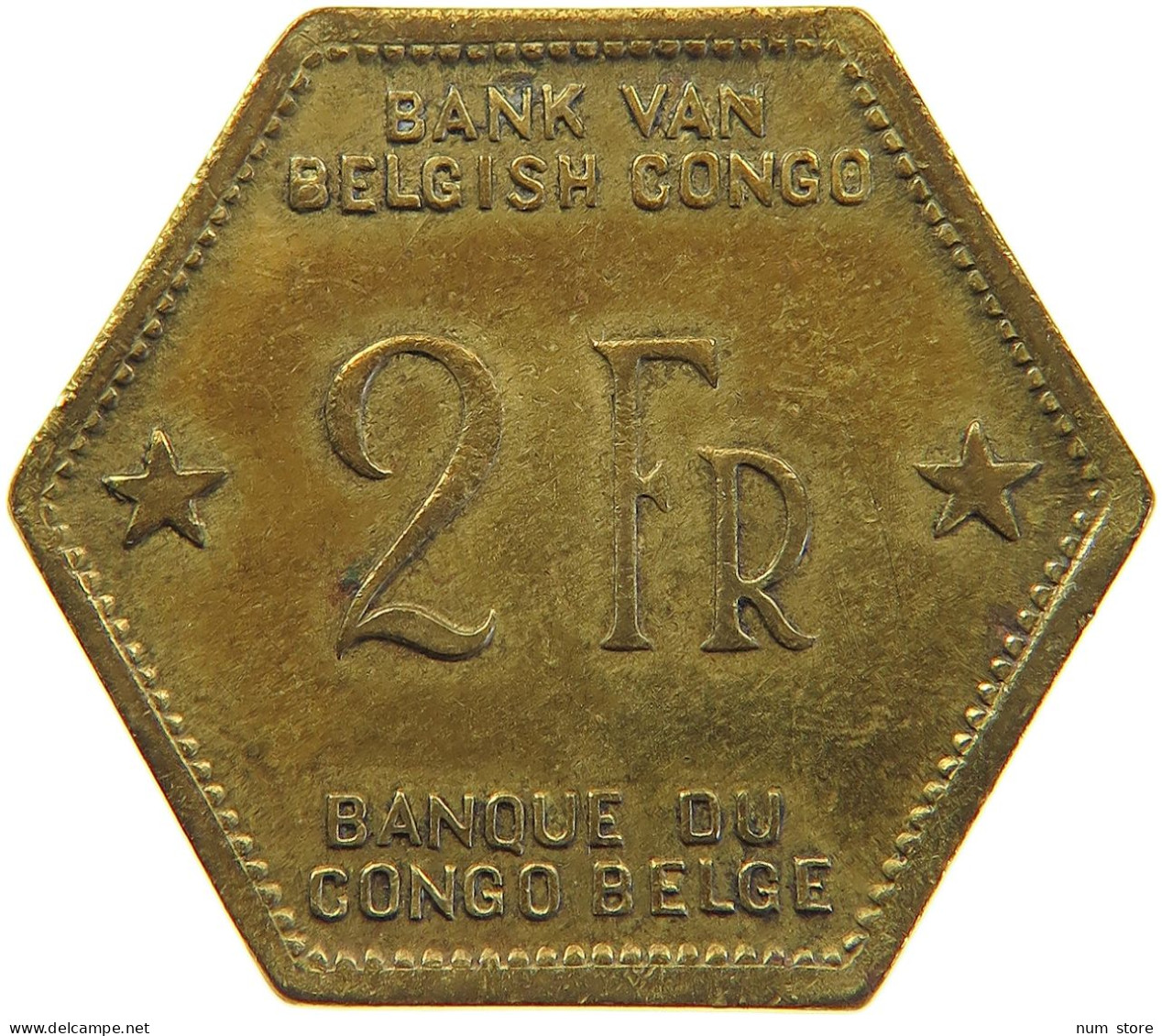 BELGIAN CONGO 2 FRANCS 1943  #t159 0317 - 1934-1945: Leopold III