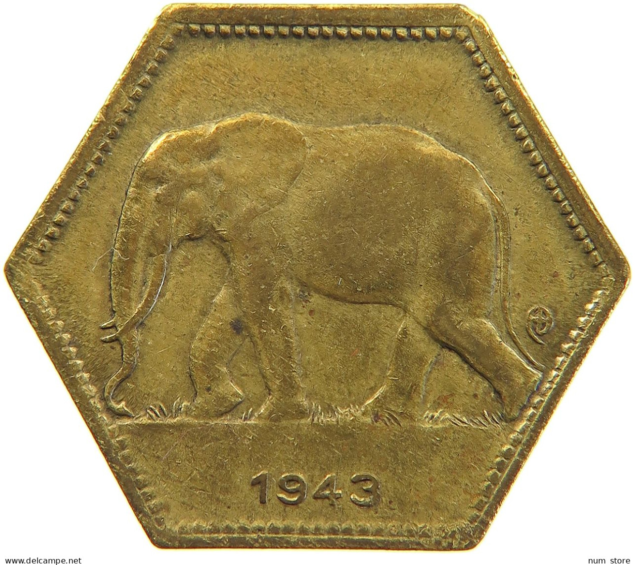 BELGIAN CONGO 2 FRANCS 1943  #t159 0317 - 1934-1945: Leopold III