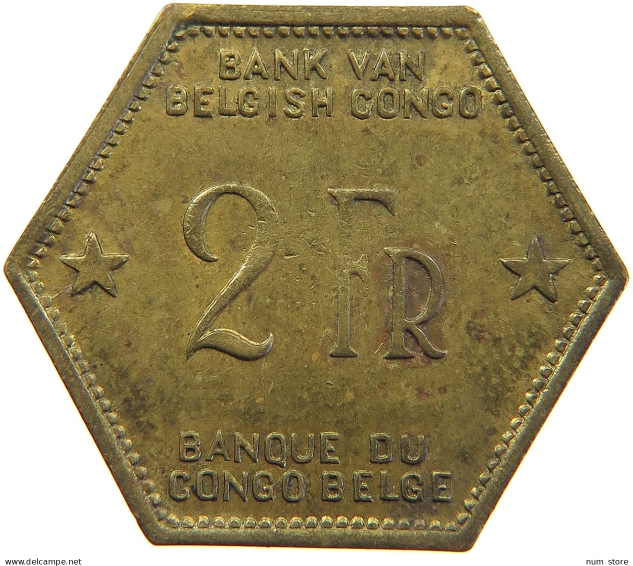 BELGIAN CONGO 2 FRANCS 1943  #t159 0301 - 1934-1945: Leopoldo III