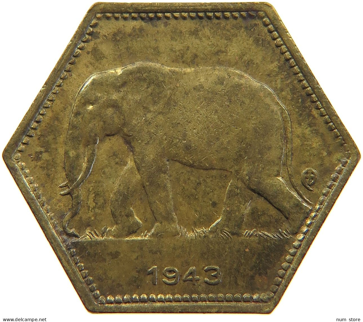 BELGIAN CONGO 2 FRANCS 1943  #t159 0301 - 1934-1945: Leopold III