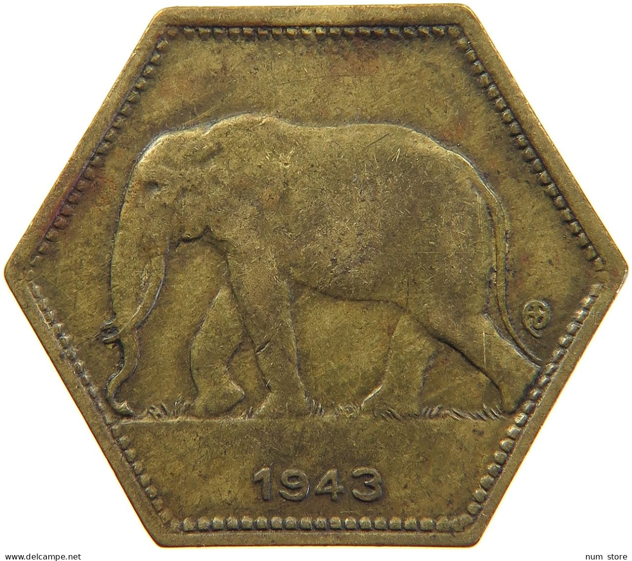 BELGIAN CONGO 2 FRANCS 1943  #t159 0299 - 1934-1945: Leopoldo III