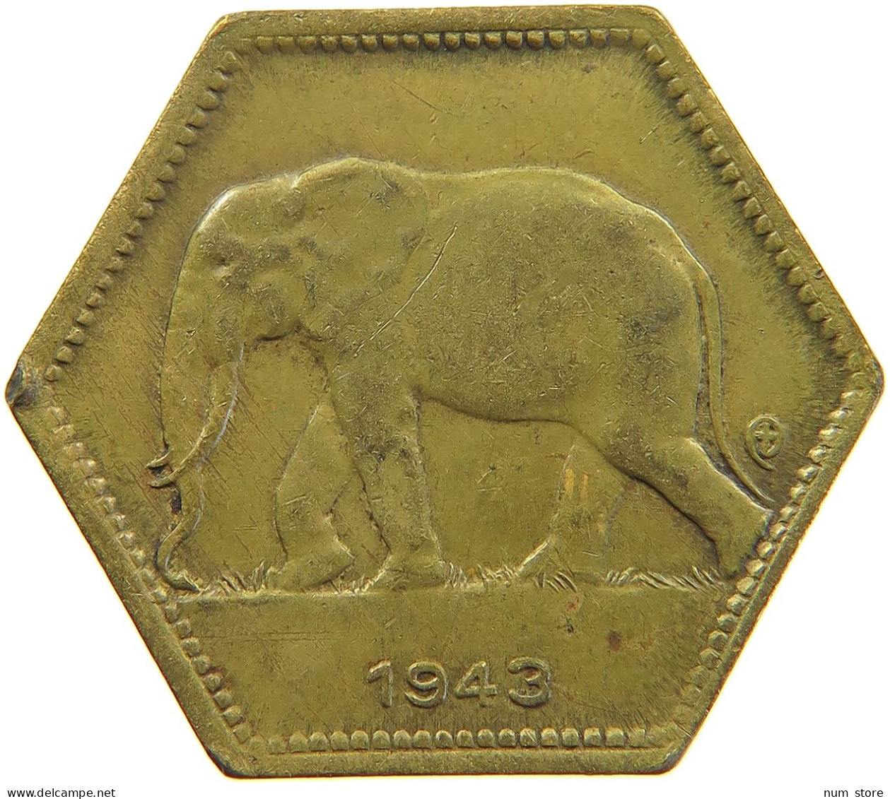 BELGIAN CONGO 2 FRANCS 1943  #t159 0303 - 1934-1945: Leopold III