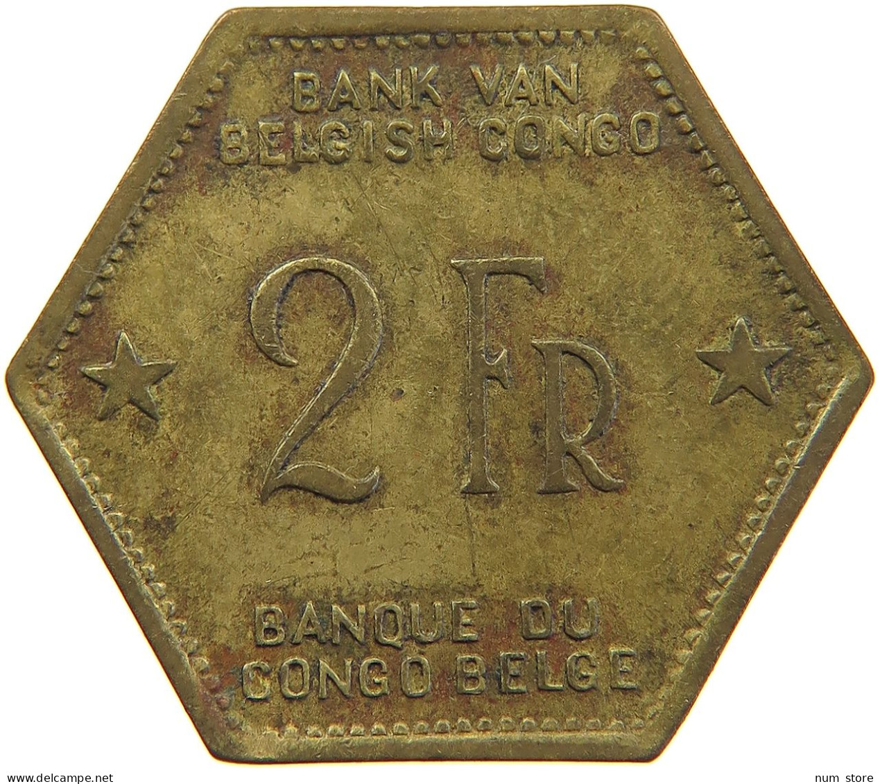 BELGIAN CONGO 2 FRANCS 1943  #t159 0315 - 1934-1945: Leopold III