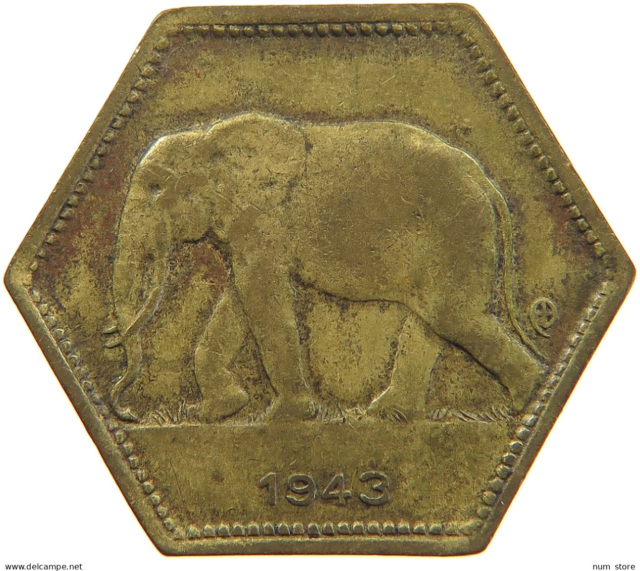 BELGIAN CONGO 2 FRANCS 1943  #t159 0315 - 1934-1945: Leopold III.