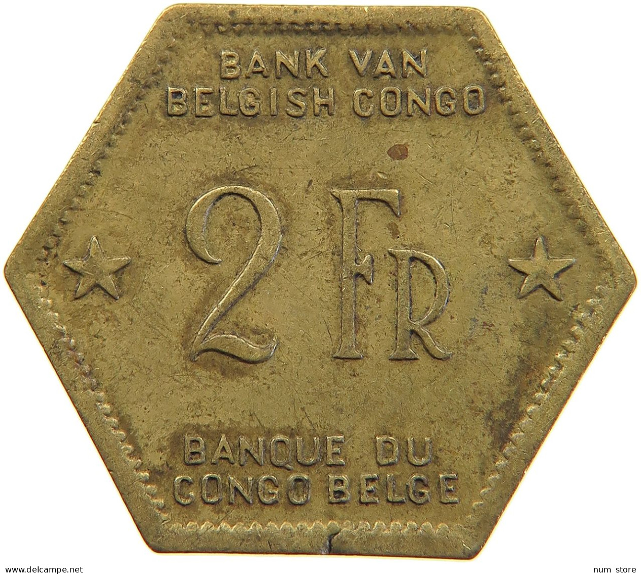 BELGIAN CONGO 2 FRANCS 1943  #t159 0305 - 1934-1945: Leopoldo III