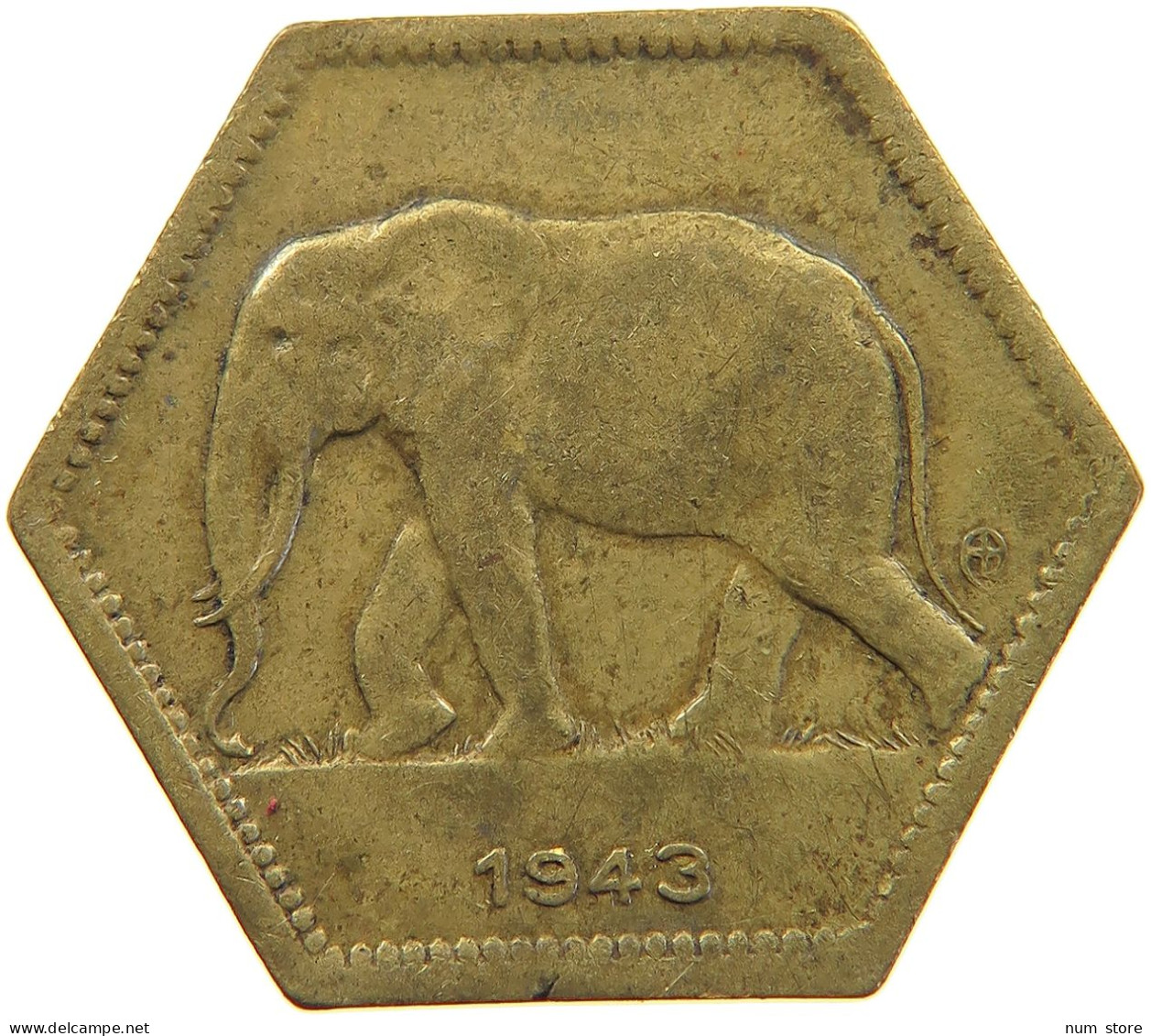 BELGIAN CONGO 2 FRANCS 1943  #t159 0305 - 1934-1945: Leopoldo III