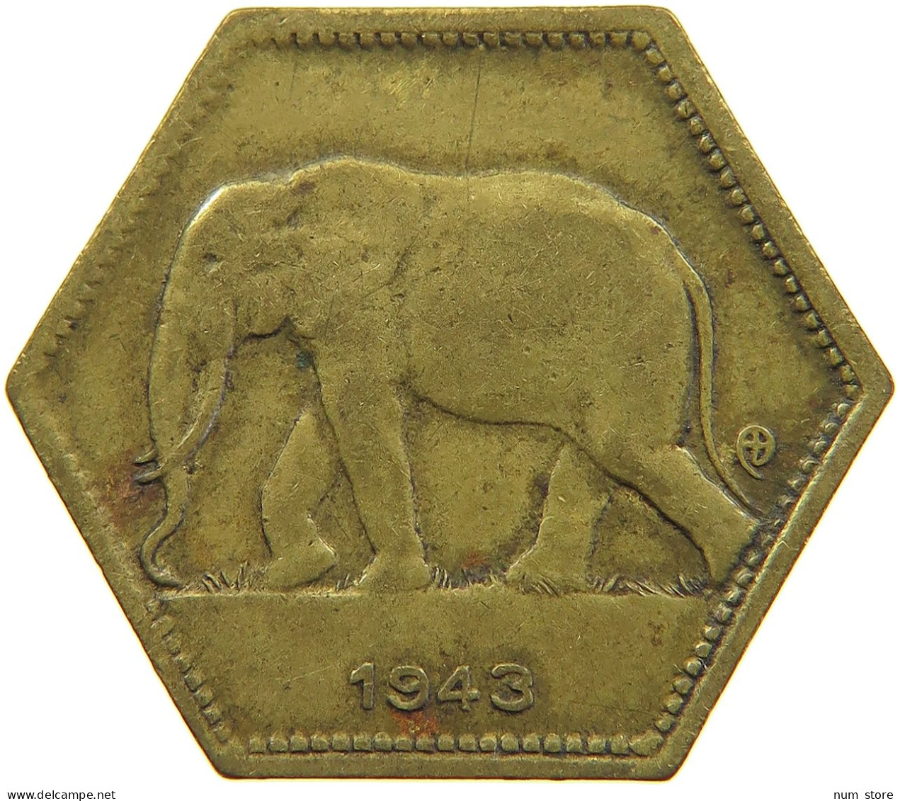 BELGIAN CONGO 2 FRANCS 1943  #t159 0279 - 1934-1945: Leopold III.