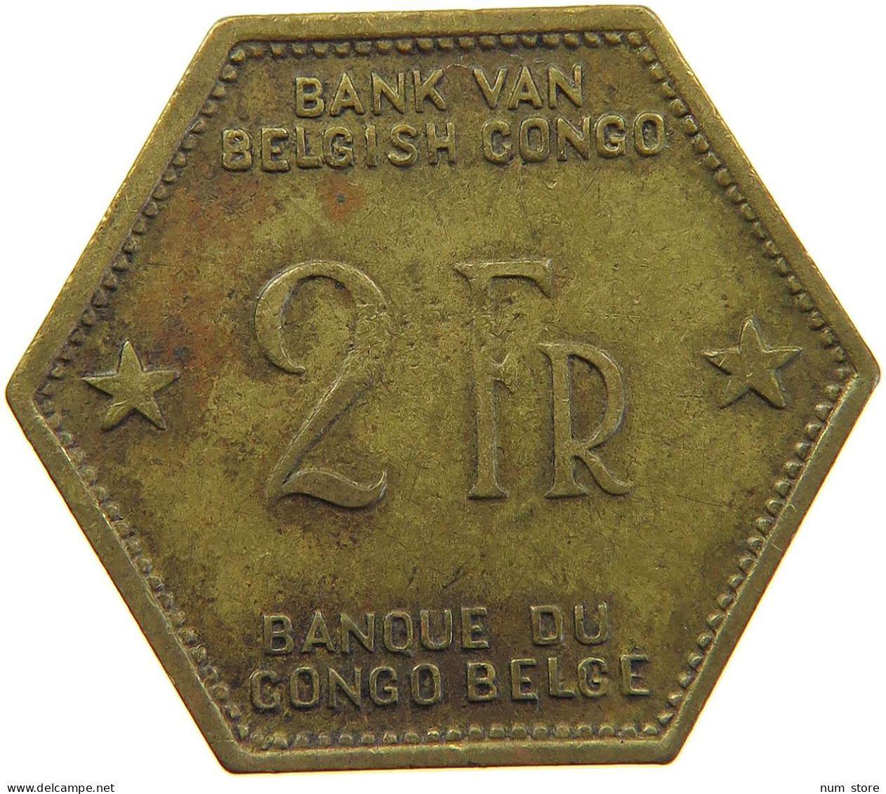 BELGIAN CONGO 2 FRANCS 1943  #t159 0287 - 1934-1945: Leopoldo III