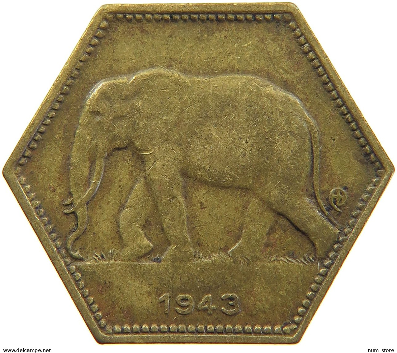 BELGIAN CONGO 2 FRANCS 1943  #t159 0287 - 1934-1945: Leopold III